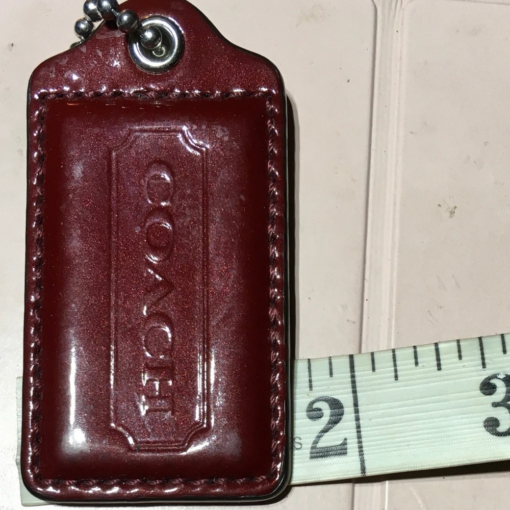 COACH Leather Large Key Fob Bag Charm Keychain Hang Tag 3” Long